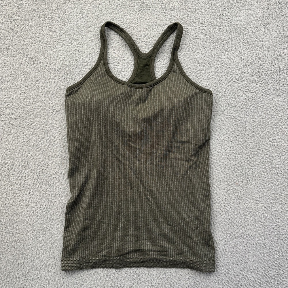 Lululemon Ebb To Street Tank Top Shine Dark Olive Athletic Athleisure Women's 12